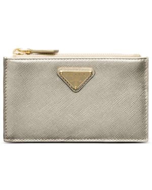 Prada Logo Zip Wallet - Grey