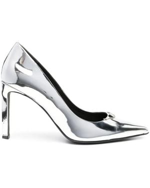 Zadig & Voltaire Perfect 100Mm Metallic-Finish Court Shoes - White