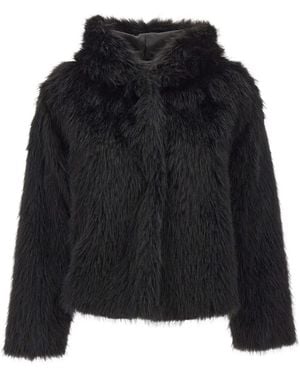 Kaos Faux-Fur Hooded Jacket - Black