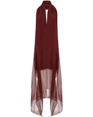 Ferragamo ホルターネック シルクドレス - ブラウン