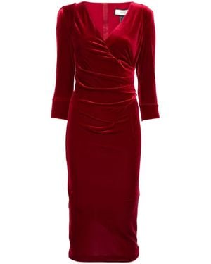 Nissa Velvet Midi Dress - Red