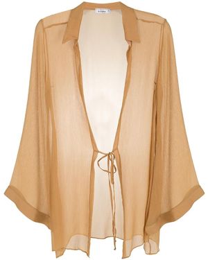 Amir Slama Tie-Front Silk Beach Cover-Up - Natural