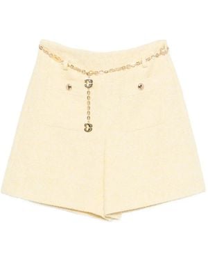 Maje Chain-Detail Tweed Shorts - Natural