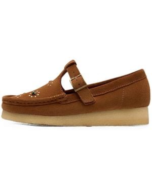 Clarks Wallabee T-Bar Loafers - Brown