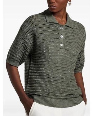 Peserico Pointelle Polo Knitwear - Green