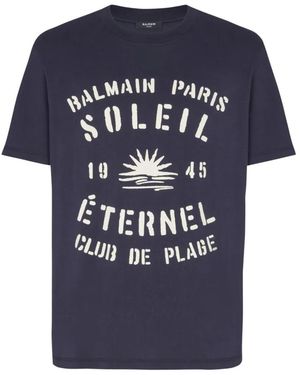 Balmain Short-Sleeve Crew-Neck T-Shirt - Blue