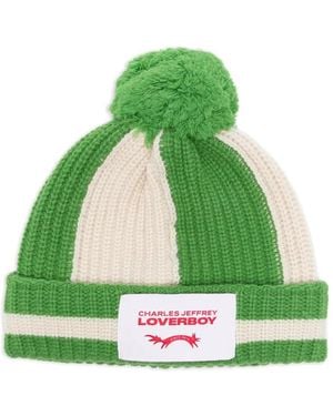 Charles Jeffrey Pompom Beanie Hat - Green