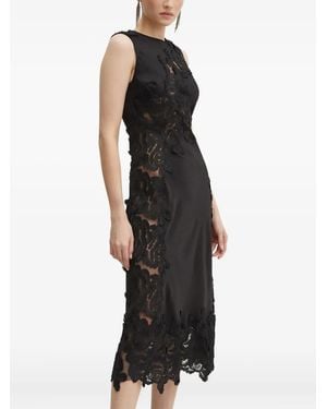 Bardot Lace-Applique Midi Dress - Black