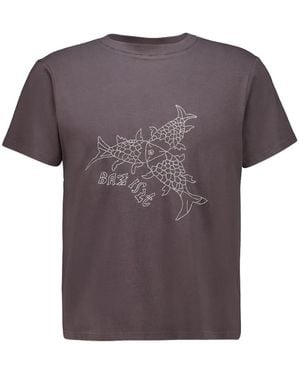 BAZISZT Fish-Embroidered T-Shirt - Grey