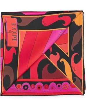 PUCCI Iride-Print Silk Scarf - Red