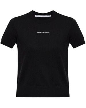 Alexander Wang T-Shirt Met Glanzend Logo - Zwart