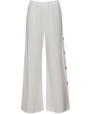 Baobab Wayra Resin-Stones Embellished-Slit Pants - White