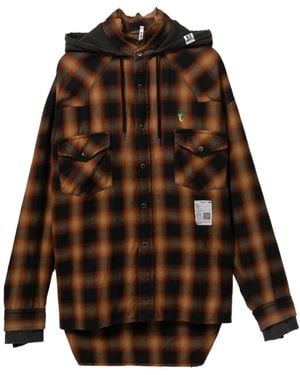 Maison Mihara Yasuhiro Hooded Checked Shirt - Brown