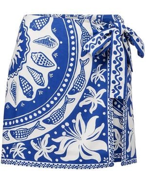 FARM Rio Ocean Scarf Mini Skirt - Blue
