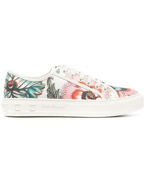 Ferragamo Ferragamo Papavero-Print Low-Top Sneakers - Pink