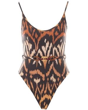 Zimmermann Aster Zebra-Print Swimsuit - Brown