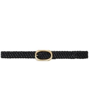 Anine Bing Braided Leather Belt - White