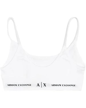 ARMANI EXCHANGE Logo-Tape Scoop-Neck Bras - White