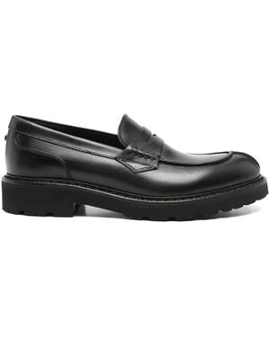 Canali Penny Leather Loafers - Black