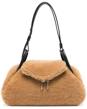AMINA MUADDI Gemini Schultertasche Mit Shearling - Braun