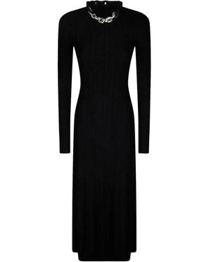 Rabanne Cable-Knit Chain-Link Maxi Dress - Black