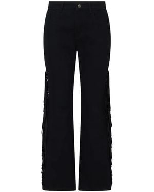 Liu Jo Straight Jeans With Fringes - Black