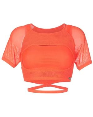 Amir Slama T-Shirt Crop En Résille - Orange