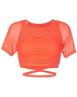 Amir Slama T-Shirt Crop Sportiva - Arancione