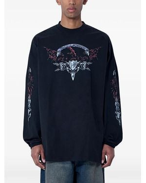 Vetements Graphic-Print Long-Sleeved T-Shirt - Blue