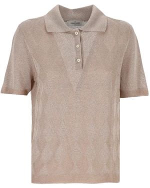 Gran Sasso Diamond-Knit Short-Sleeve Top - Natural