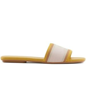 ARMANI EXCHANGE Logo-Print Slides - Natural