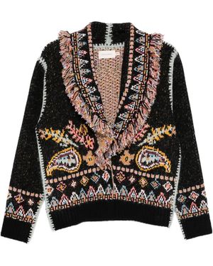 Cecilia Prado Cárdigan Isadora con flecos - Negro