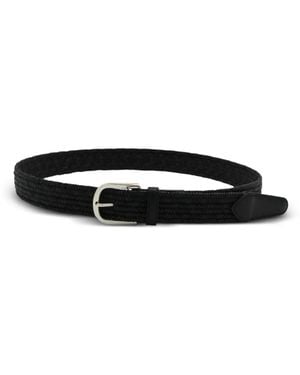 Canali Ceinture En Cuir À Design Tressé - Black