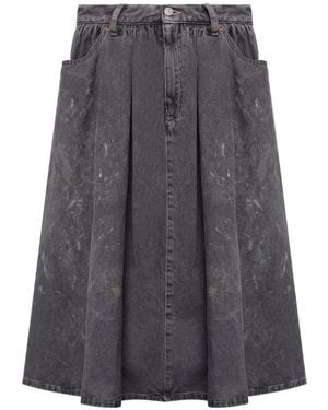 MM6 by Maison Margiela Gathered Paint-Effect Skirt - Grey