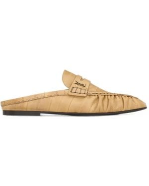 Saint Laurent Ysl Plaque Ruched Loafers - White