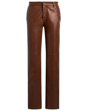 Etro Leather Trousers With Studs - Brown
