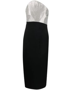 Roland Mouret Strapless Crystal-embellished Wool And Silk-blend Gown - Black