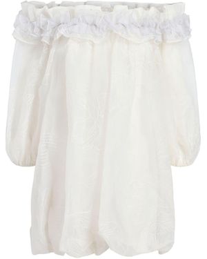 Cinq À Sept Nava Embroidered Ruffled Minidress - White