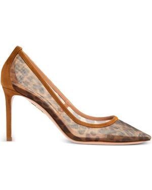 Aquazzura Escarpins À Imprimé Léopard 85Mm - Marron