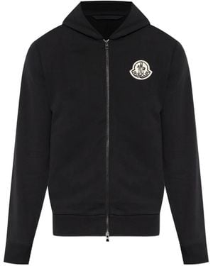 Moncler Logo-Patch Zip-Up Hoodie - Black