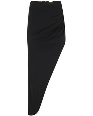 Elisabetta Franchi Gonna Midi Draped Detail Midi Skirt - Black