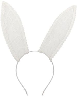 Fleur du Mal Bunny-Ears Lace Headband - White