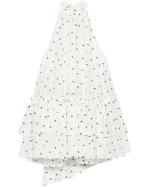 Aje. Vestido Corto Amily A Capas Escalonadas Con Motivo De Lunares - Blanco