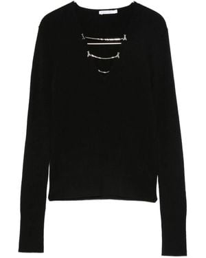 Patrizia Pepe Chain-detail V-neck sweater - Schwarz