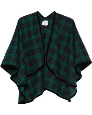 forte_forte Tartan Velvet-Trim Scarf - Green