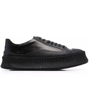 Jil Sander Leather Platform Trainers - Black