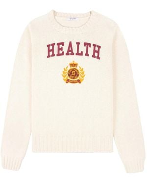 Sporty & Rich Intarsien-Pullover mit Slogan - Weiß