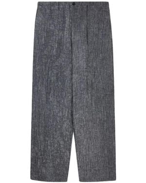 Emporio Armani Bark-Effect Straight-Leg Trousers - Grey