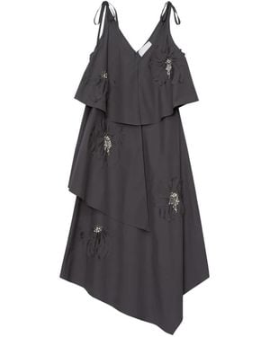 3.1 Phillip Lim Flower Appliqué Layered Dress - Grey