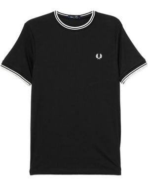 Fred Perry Logo-Embroidered T-Shirt - Black